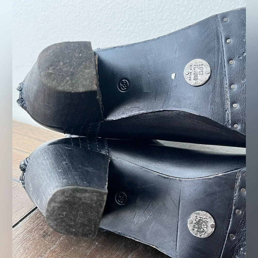 Lost and Found Shoes Black Leather Ankle Boots size 38 Womens US size 8 - Picture 6 of 11